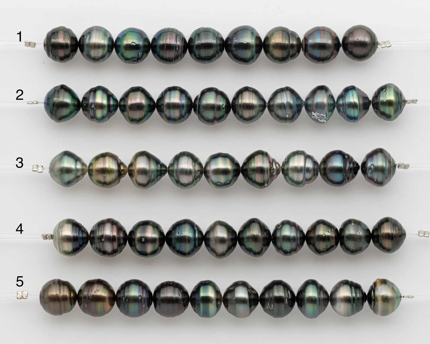 11-12mm Tahitian Pearl Short Strand, Drop with High Luster and Natural Surface Variations, SKU # 2806TH