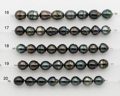 11-12mm Tahitian Pearl Short Strand, Drop with High Luster and Natural Surface Variations, SKU # 2807TH