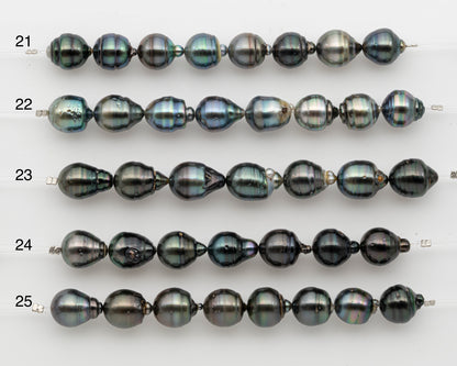 11-12mm Tahitian Pearl Short Strand, Drop with High Luster and Natural Surface Variations, SKU # 2807TH