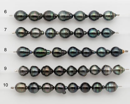 11-12mm Tahitian Pearl Short Strand, Drop with High Luster and Natural Surface Variations, SKU # 2808TH