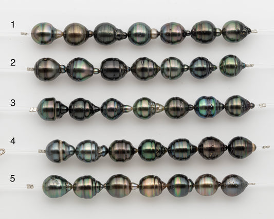 11-12mm Tahitian Pearl Short Strand, Drop with High Luster and Natural Surface Variations, SKU # 2808TH