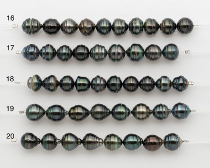 11-12mm Tahitian Pearl Short Strand, Drop with High Luster and Natural Surface Variations, SKU # 2808TH