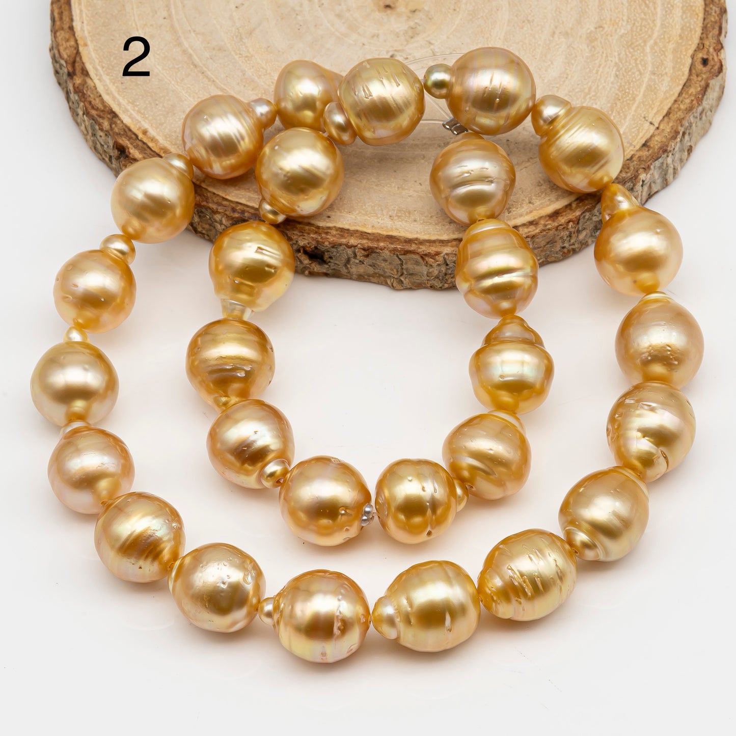 12-13mm Golden South Sea Pearl Near Round, Natural Color Pearls for Jewelry Making, Full Strand, SKU # 2809GS