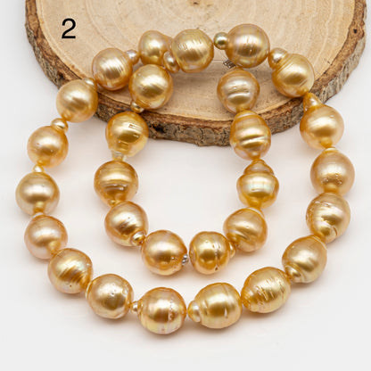 12-13mm Golden South Sea Pearl Near Round, Natural Color Pearls for Jewelry Making, Full Strand, SKU # 2809GS