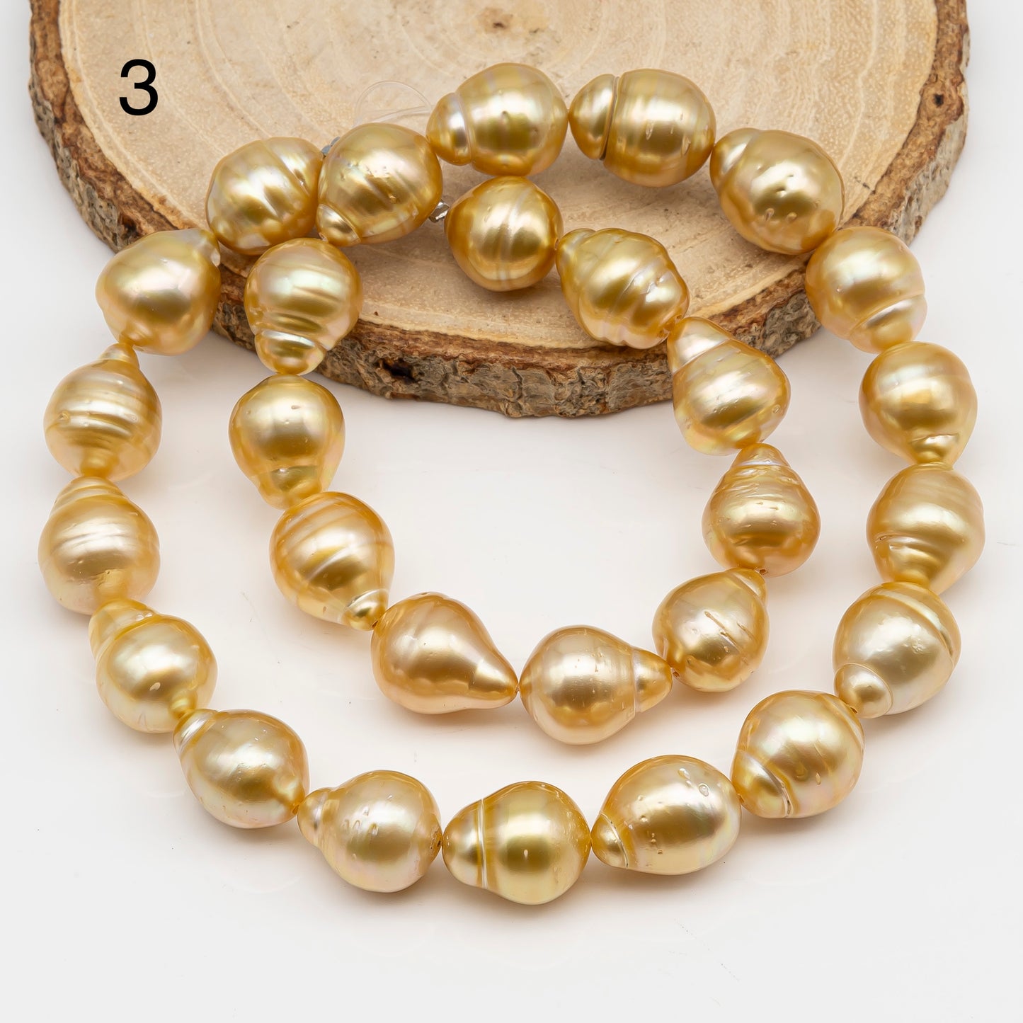 12-13mm Golden South Sea Pearl Near Round, Natural Color Pearls for Jewelry Making, Full Strand, SKU # 2809GS