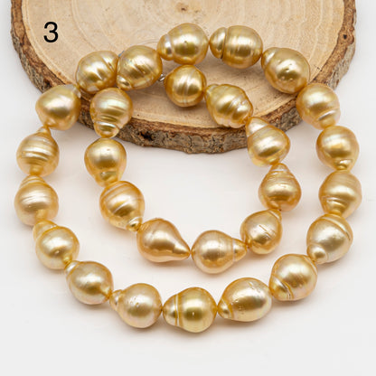12-13mm Golden South Sea Pearl Near Round, Natural Color Pearls for Jewelry Making, Full Strand, SKU # 2809GS
