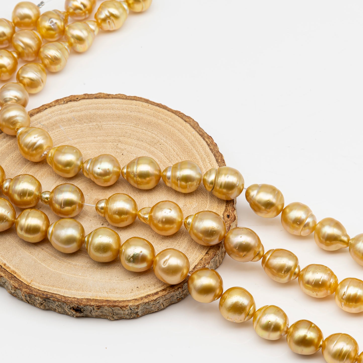 12-13mm Golden South Sea Pearl Near Round, Natural Color Pearls for Jewelry Making, Full Strand, SKU # 2809GS