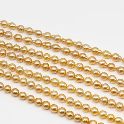 11-12mm Golden South Sea Pearl Near Round, Natural Color Pearls for Jewelry Making, Full Strand, SKU # 2810GS
