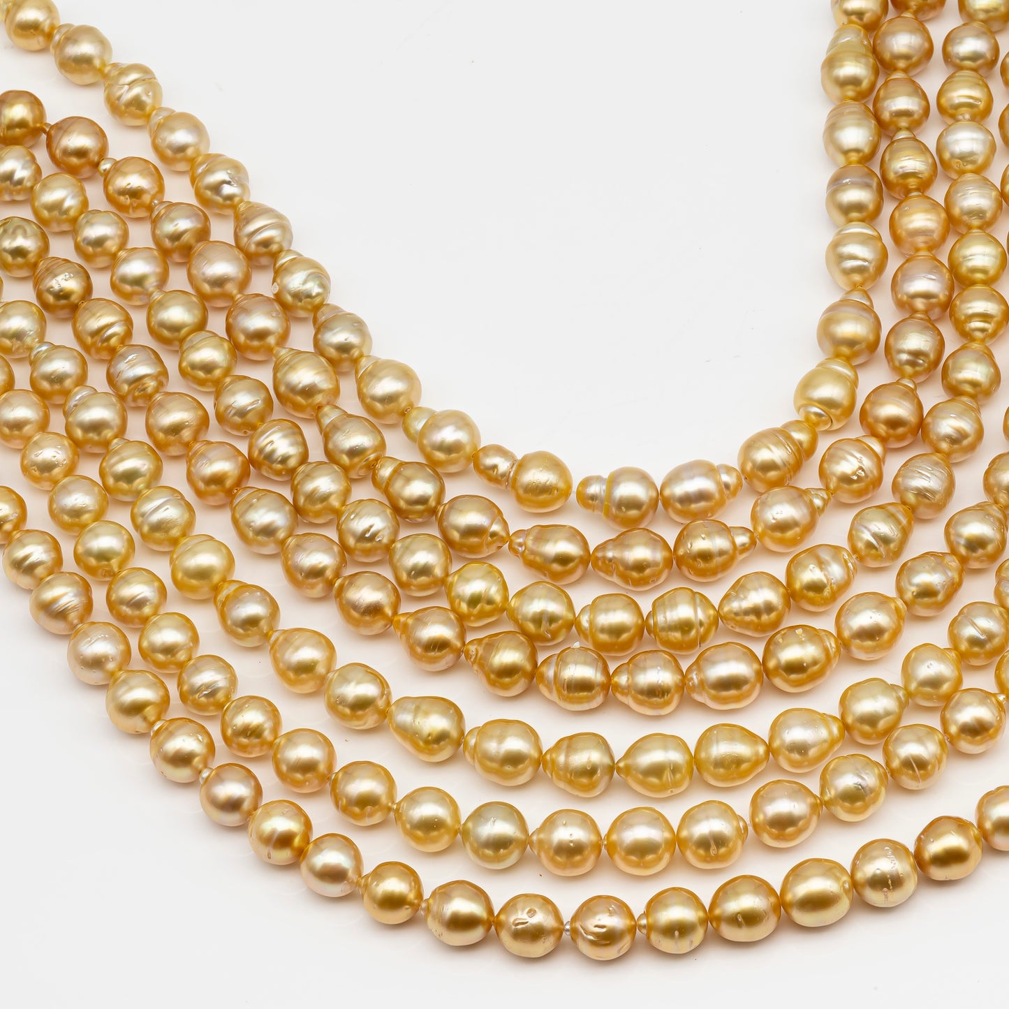 11-12mm Golden South Sea Pearl Near Round, Natural Color Pearls for Jewelry Making, Full Strand, SKU # 2810GS