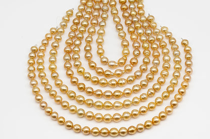 11-12mm Golden South Sea Pearl Near Round, Natural Color Pearls for Jewelry Making, Full Strand, SKU # 2810GS