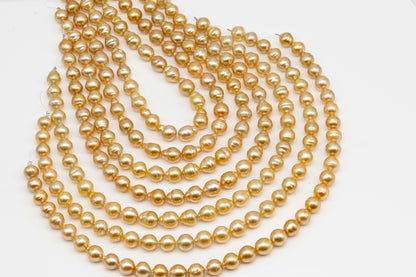 11-12mm Golden South Sea Pearl Near Round, Natural Color Pearls for Jewelry Making, Full Strand, SKU # 2810GS