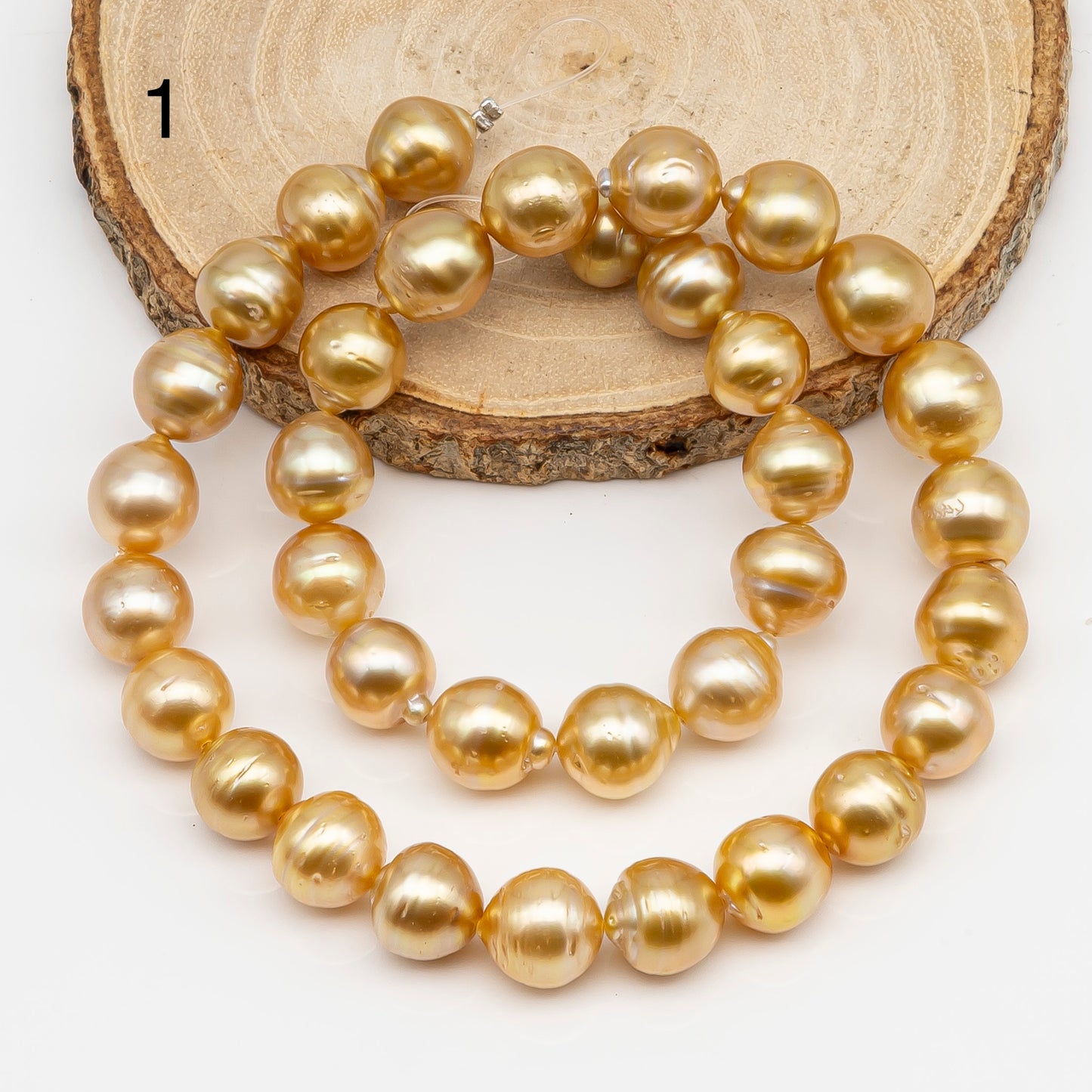 11-12mm Golden South Sea Pearl Near Round, Natural Color Pearls for Jewelry Making, Full Strand, SKU # 2810GS