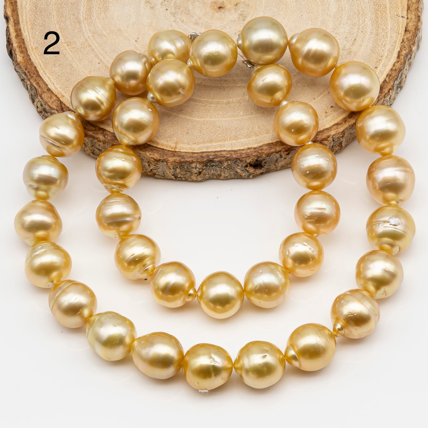11-12mm Golden South Sea Pearl Near Round, Natural Color Pearls for Jewelry Making, Full Strand, SKU # 2810GS