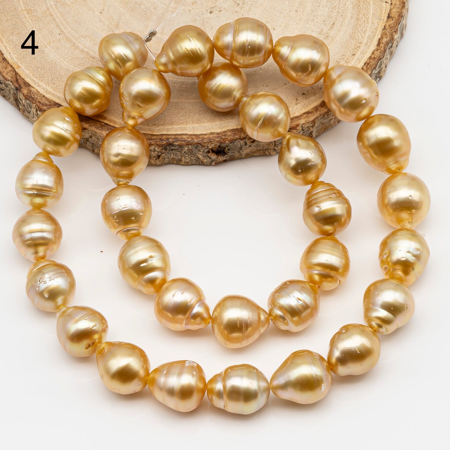 11-12mm Golden South Sea Pearl Near Round, Natural Color Pearls for Jewelry Making, Full Strand, SKU # 2810GS