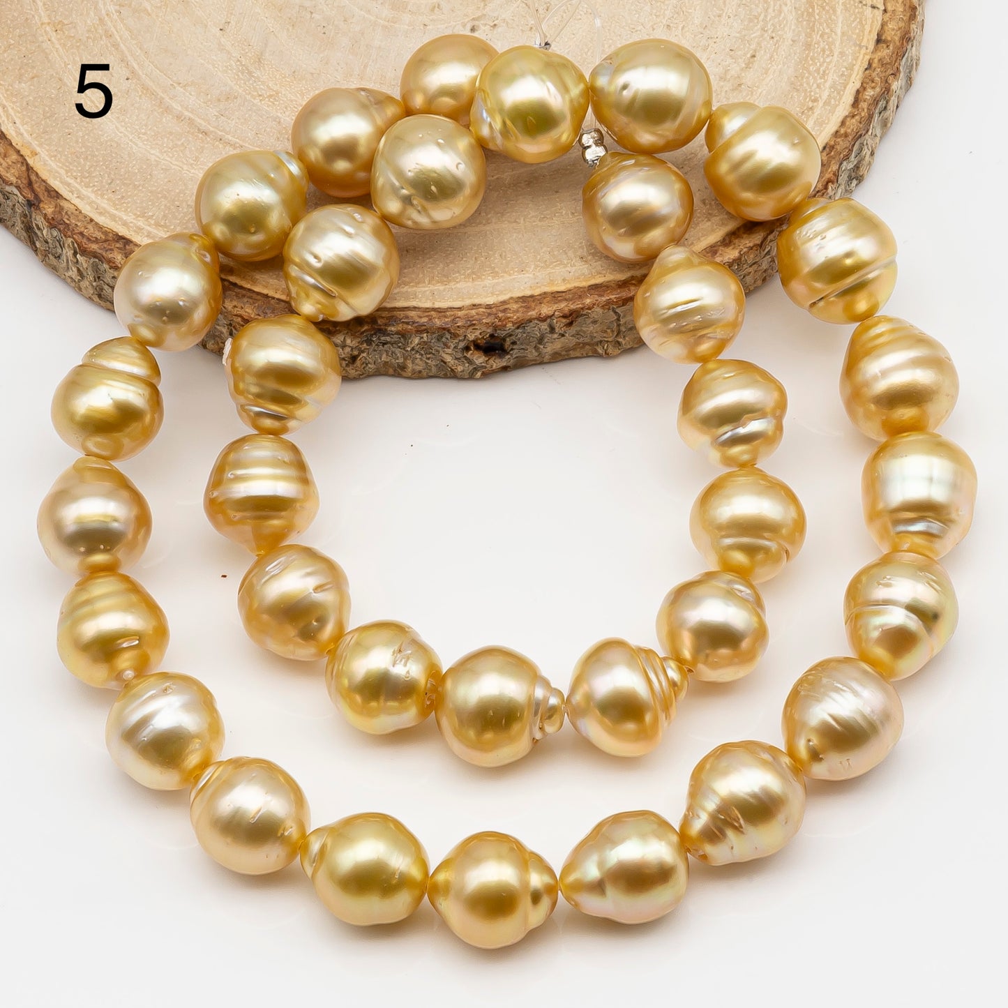 11-12mm Golden South Sea Pearl Near Round, Natural Color Pearls for Jewelry Making, Full Strand, SKU # 2810GS