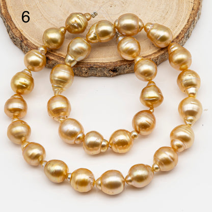 11-12mm Golden South Sea Pearl Near Round, Natural Color Pearls for Jewelry Making, Full Strand, SKU # 2810GS