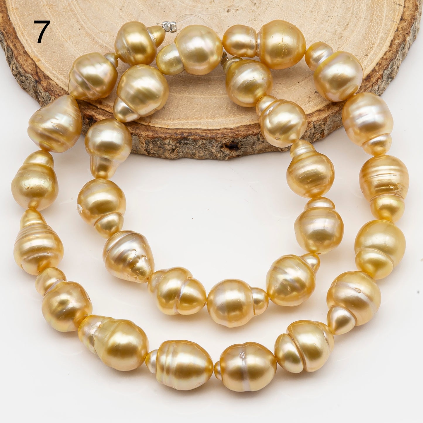11-12mm Golden South Sea Pearl Near Round, Natural Color Pearls for Jewelry Making, Full Strand, SKU # 2810GS