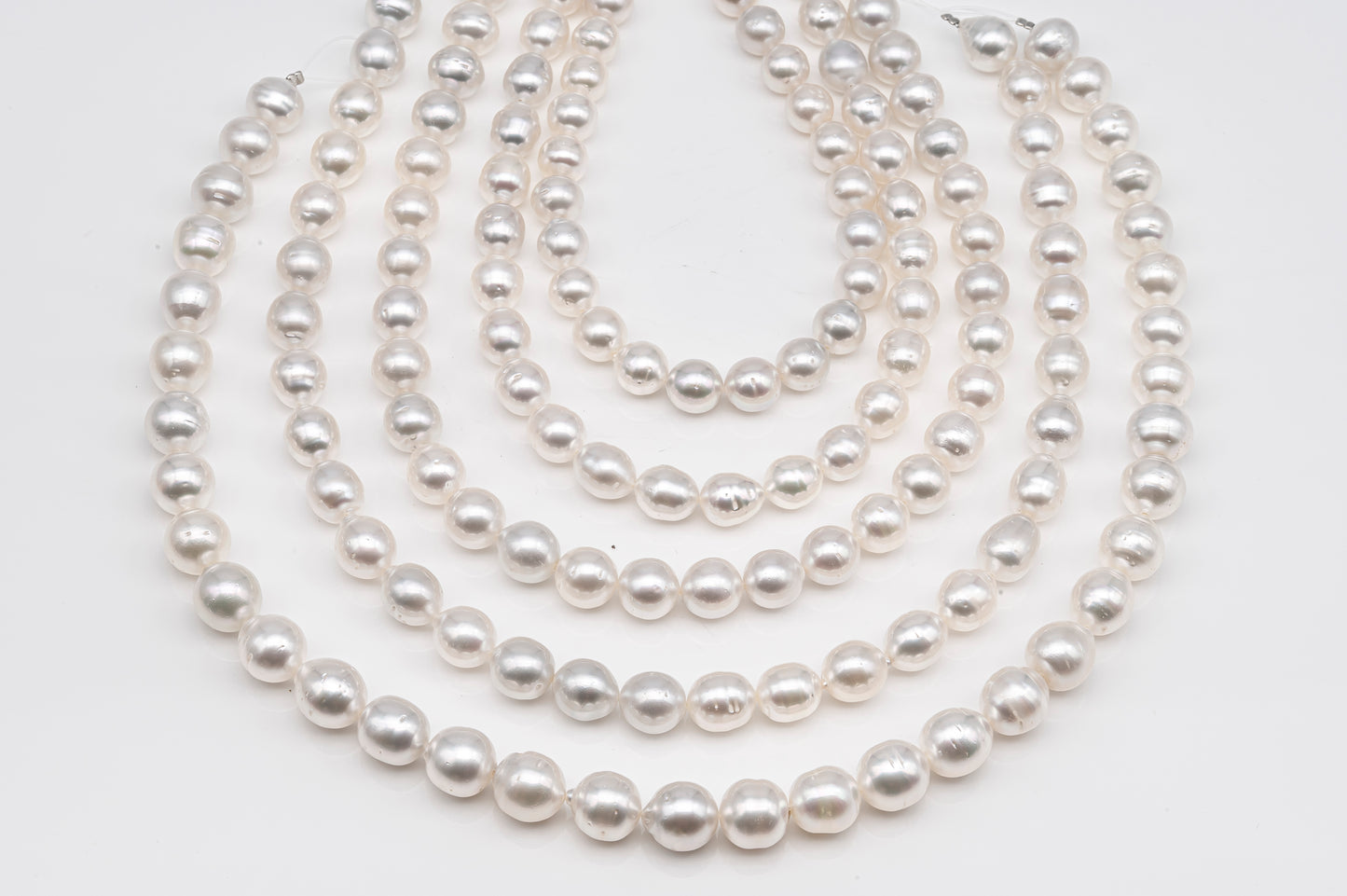 9-12mm White South Sea Pearl Near Round, Natural Color Pearls for Jewelry Making, Full Strand, SKU # 2811SS