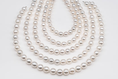 9-12mm White South Sea Pearl Near Round, Natural Color Pearls for Jewelry Making, Full Strand, SKU # 2811SS