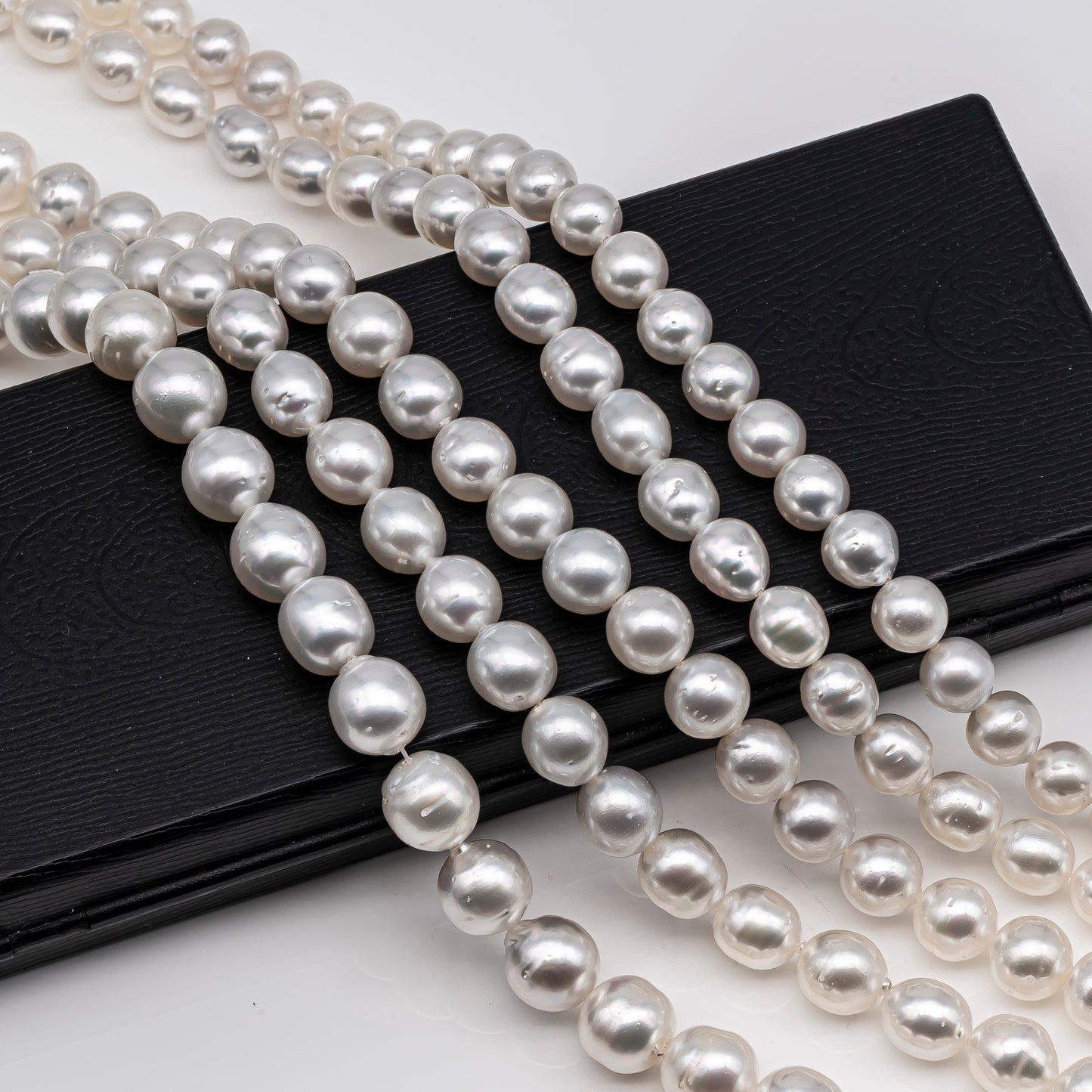 9-12mm White South Sea Pearl Near Round, Natural Color Pearls for Jewelry Making, Full Strand, SKU # 2811SS