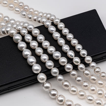 9-12mm White South Sea Pearl Near Round, Natural Color Pearls for Jewelry Making, Full Strand, SKU # 2811SS