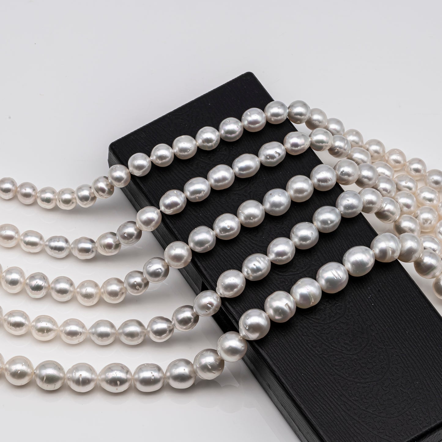 9-12mm White South Sea Pearl Near Round, Natural Color Pearls for Jewelry Making, Full Strand, SKU # 2811SS