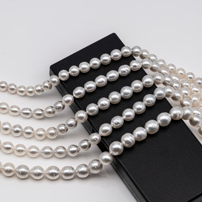 9-12mm White South Sea Pearl Near Round, Natural Color Pearls for Jewelry Making, Full Strand, SKU # 2811SS