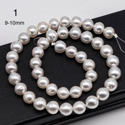 9-12mm White South Sea Pearl Near Round, Natural Color Pearls for Jewelry Making, Full Strand, SKU # 2811SS
