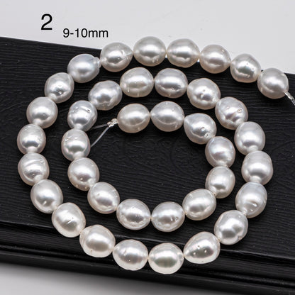 9-12mm White South Sea Pearl Near Round, Natural Color Pearls for Jewelry Making, Full Strand, SKU # 2811SS