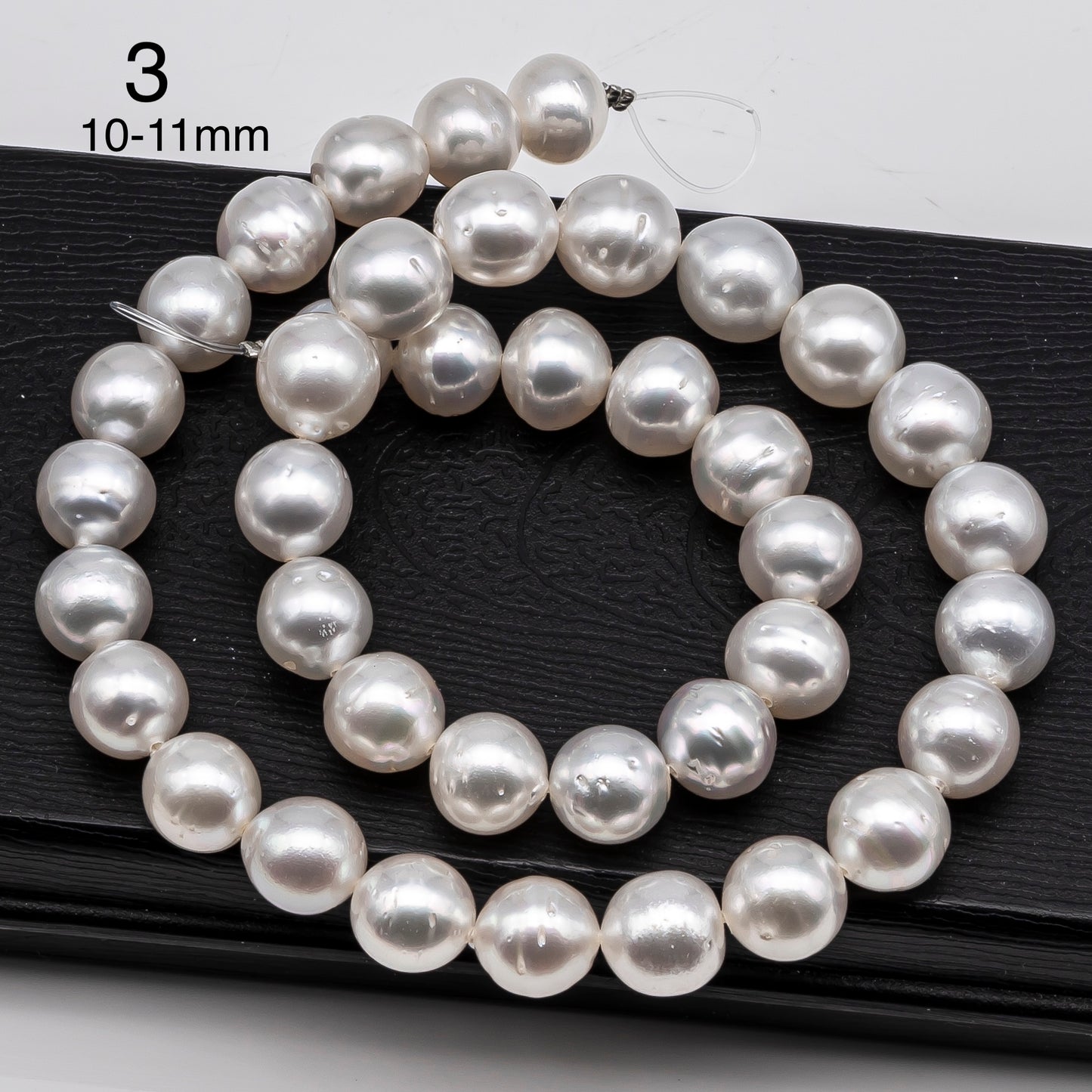 9-12mm White South Sea Pearl Near Round, Natural Color Pearls for Jewelry Making, Full Strand, SKU # 2811SS