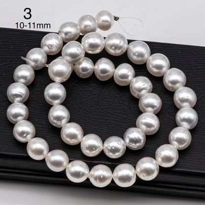 9-12mm White South Sea Pearl Near Round, Natural Color Pearls for Jewelry Making, Full Strand, SKU # 2811SS
