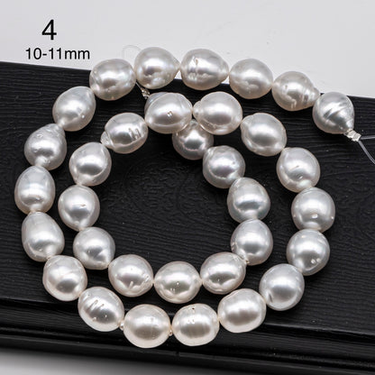 9-12mm White South Sea Pearl Near Round, Natural Color Pearls for Jewelry Making, Full Strand, SKU # 2811SS