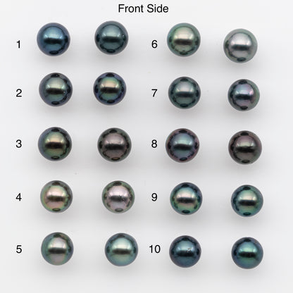 8-9mm Tahitian Pearl Pairs, Matched Round Loose Pearls for Making Studs, High Luster for Jewelry Making Supplies, SKU # 2836TH