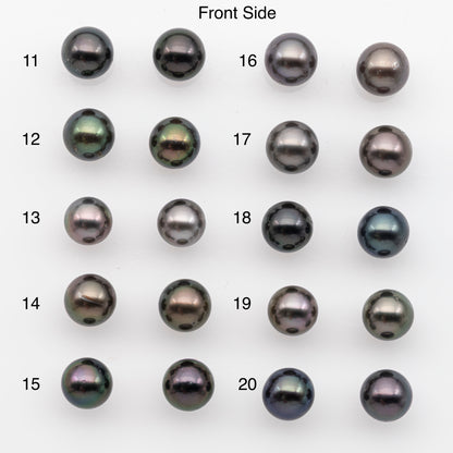 8-9mm Tahitian Pearl Pairs, Matched Round Loose Pearls for Making Studs, High Luster for Jewelry Making Supplies, SKU # 2836TH