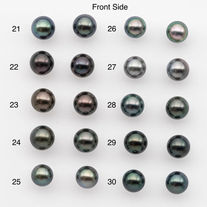 8-9mm Tahitian Pearl Pairs, Matched Round Loose Pearls for Making Studs, High Luster for Jewelry Making Supplies, SKU # 2836TH