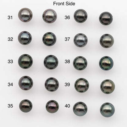 8-9mm Tahitian Pearl Pairs, Matched Round Loose Pearls for Making Studs, High Luster for Jewelry Making Supplies, SKU # 2836TH