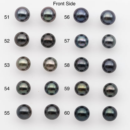 8-9mm Tahitian Pearl Pairs, Matched Round Loose Pearls for Making Studs, High Luster for Jewelry Making Supplies, SKU # 2836TH