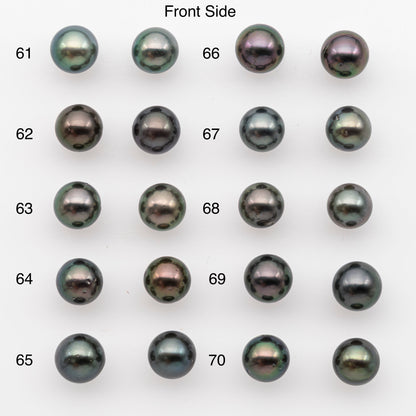8-9mm Tahitian Pearl Pairs, Matched Round Loose Pearls for Making Studs, High Luster for Jewelry Making Supplies, SKU # 2836TH