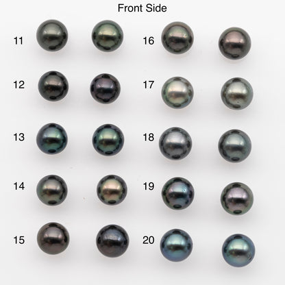 8-9mm Tahitian Pearl Pairs, Matched Round Loose Pearls for Making Studs, High Luster for Jewelry Making Supplies, SKU # 2837TH