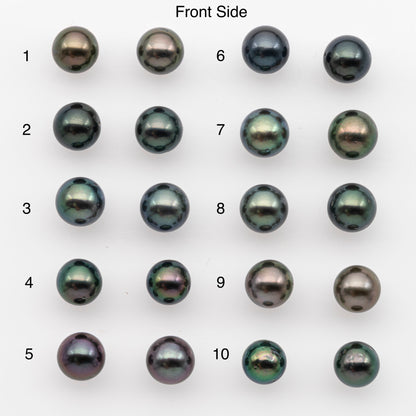 8-9mm Tahitian Pearl Pairs, Matched Round Loose Pearls for Making Studs, High Luster for Jewelry Making Supplies, SKU # 2837TH