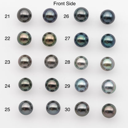 8-9mm Tahitian Pearl Pairs, Matched Round Loose Pearls for Making Studs, High Luster for Jewelry Making Supplies, SKU # 2837TH