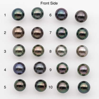 9-10mm Tahitian Pearl Pairs, Matched Round Loose Pearls for Making Studs, High Luster for Jewelry Making Supplies, SKU # 2838TH