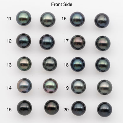 9-10mm Tahitian Pearl Pairs, Matched Round Loose Pearls for Making Studs, High Luster for Jewelry Making Supplies, SKU # 2838TH