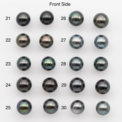 9-10mm Tahitian Pearl Pairs, Matched Round Loose Pearls for Making Studs, High Luster for Jewelry Making Supplies, SKU # 2838TH