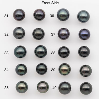 9-10mm Tahitian Pearl Pairs, Matched Round Loose Pearls for Making Studs, High Luster for Jewelry Making Supplies, SKU # 2838TH