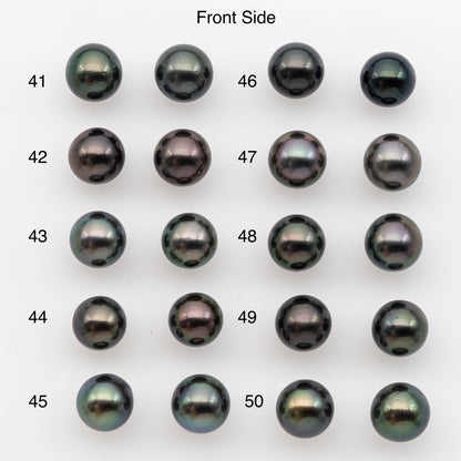 9-10mm Tahitian Pearl Pairs, Matched Round Loose Pearls for Making Studs, High Luster for Jewelry Making Supplies, SKU # 2838TH