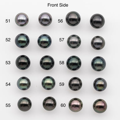 9-10mm Tahitian Pearl Pairs, Matched Round Loose Pearls for Making Studs, High Luster for Jewelry Making Supplies, SKU # 2838TH