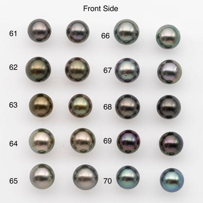 9-10mm Tahitian Pearl Pairs, Matched Round Loose Pearls for Making Studs, High Luster for Jewelry Making Supplies, SKU # 2838TH
