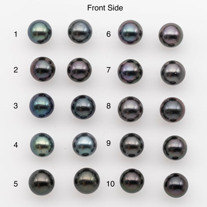 9-10mm Tahitian Pearl Pairs, Matched Round Loose Pearls for Making Studs, High Luster for Jewelry Making Supplies, SKU # 2839TH