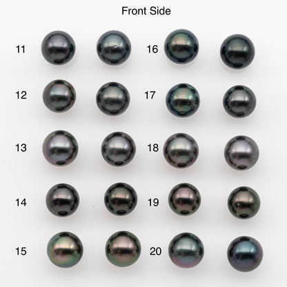 9-10mm Tahitian Pearl Pairs, Matched Round Loose Pearls for Making Studs, High Luster for Jewelry Making Supplies, SKU # 2839TH